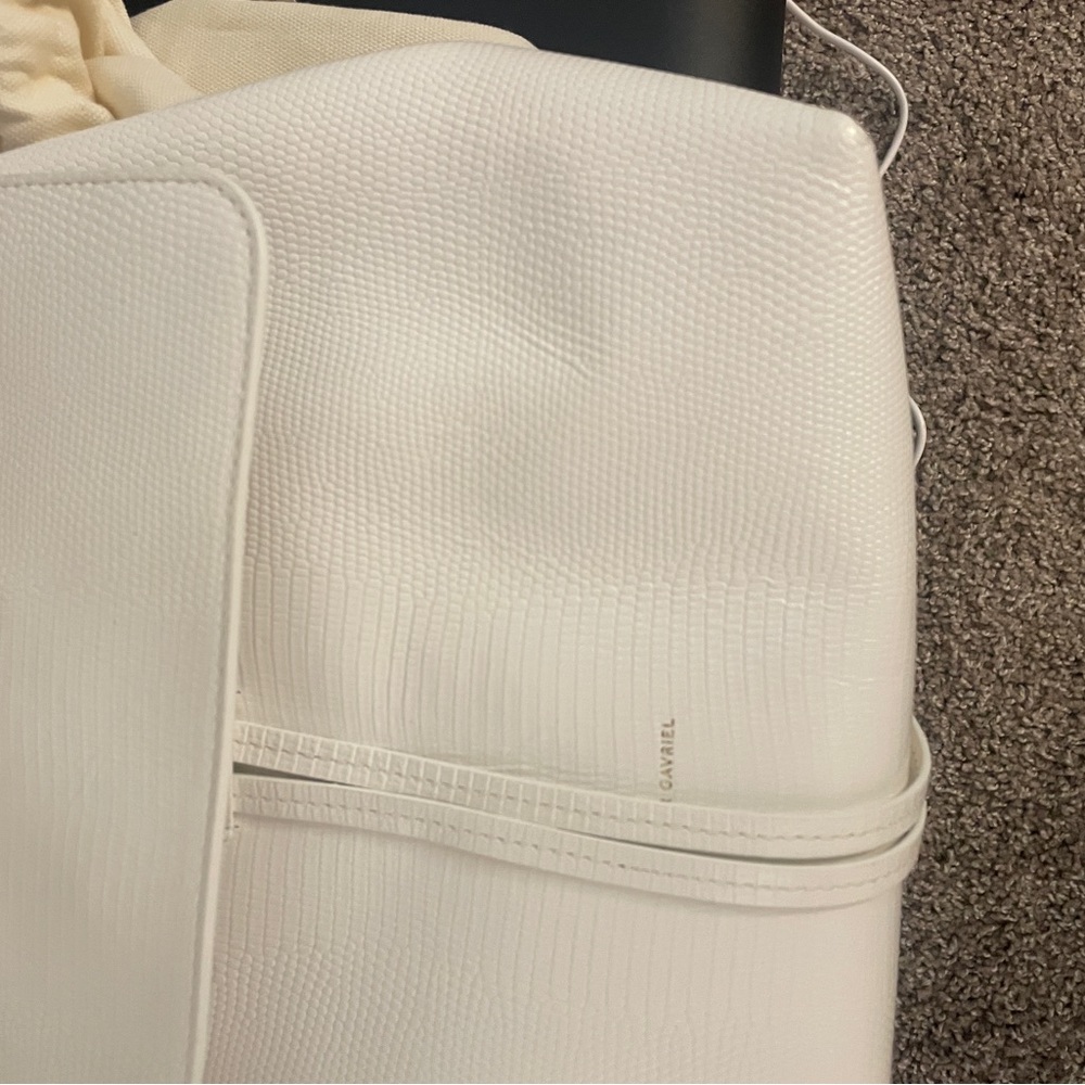 Mansur Gavriel White Lady Bag Leather and Suede Crossbody Snake Embossed - Picture 10 of 10